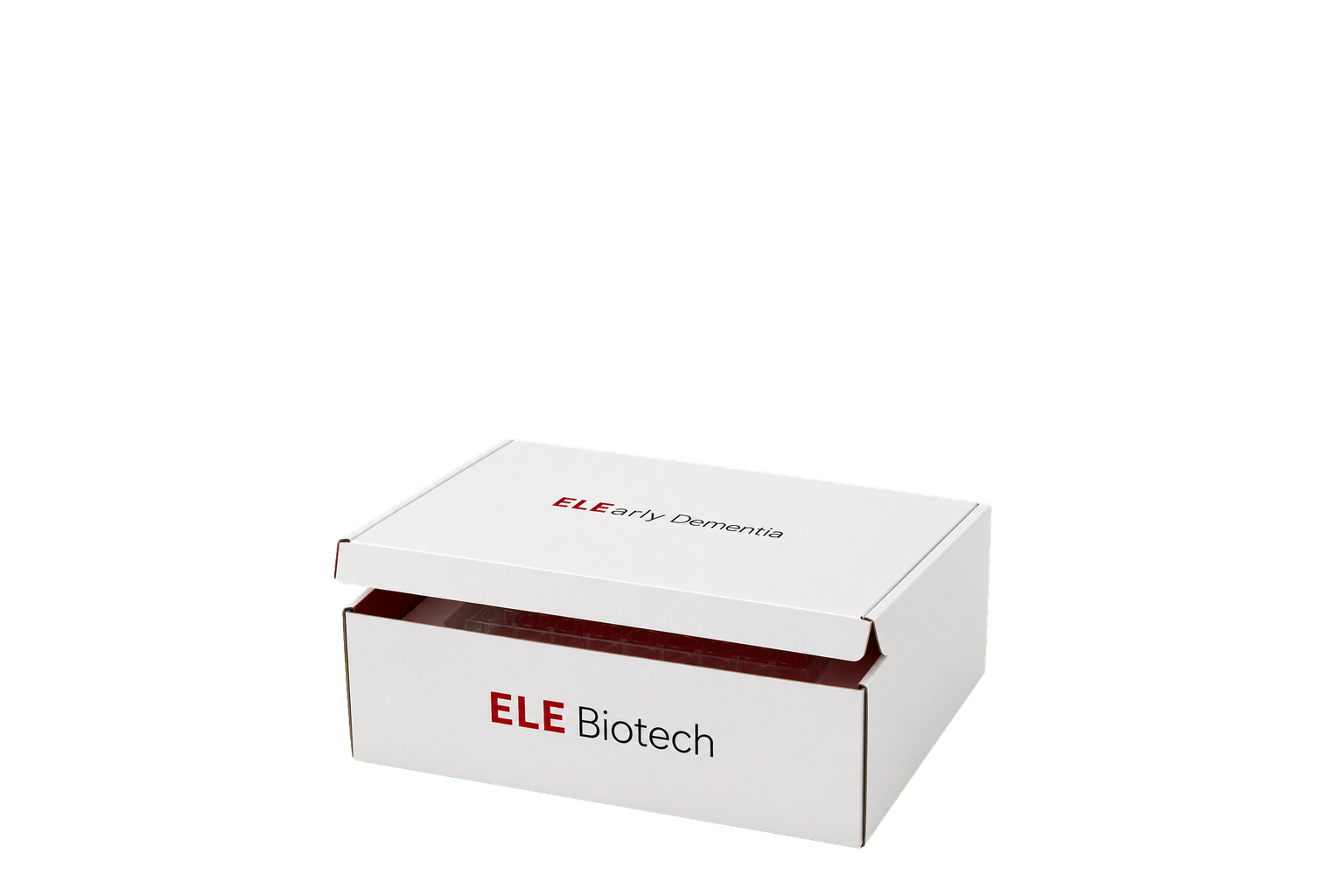 Caja ELE Biotech con tapa ligeramente abierta